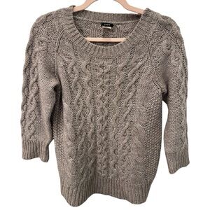 J.Crew Wool Alpaca Cable Knit 3/4 Sleeves Crewneck Sweater Small